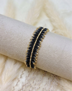 Midnight Delica Beaded Bracelet Stack
