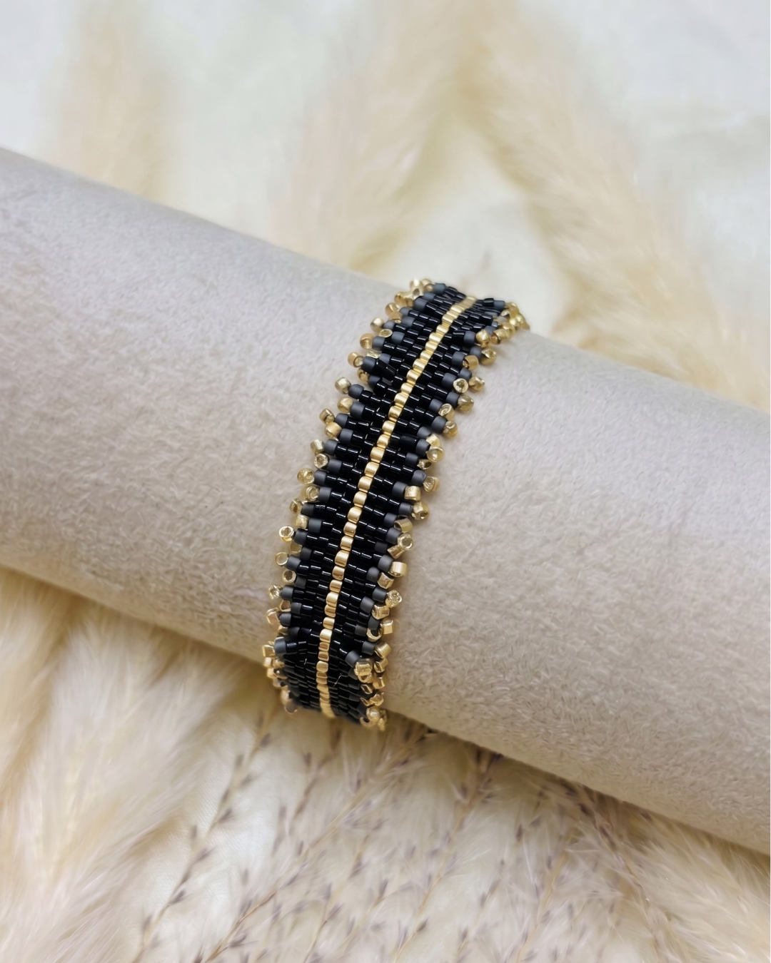 Midnight Delica Beaded Bracelet Stack
