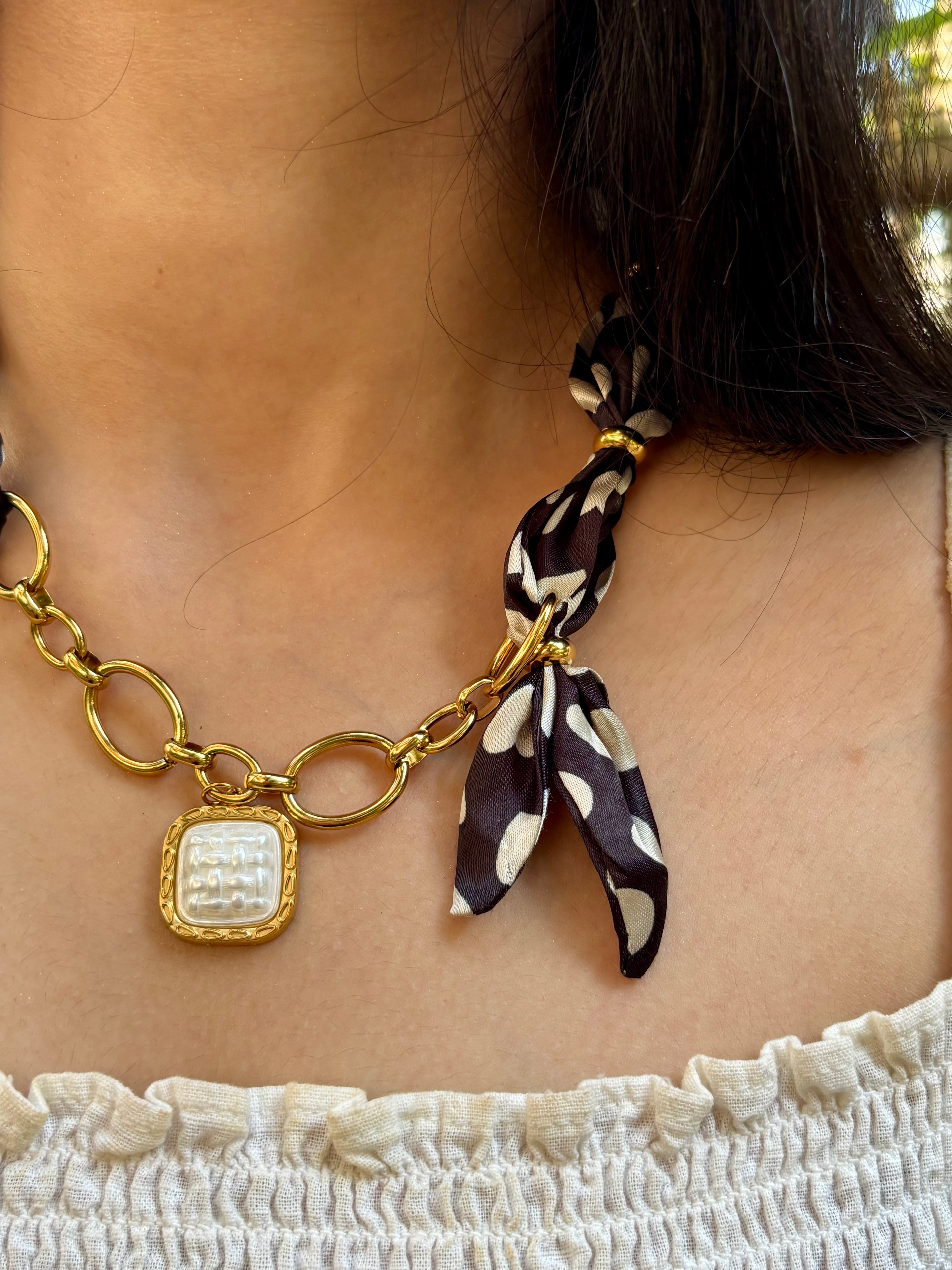 Pearl Pendant Scarf Necklace