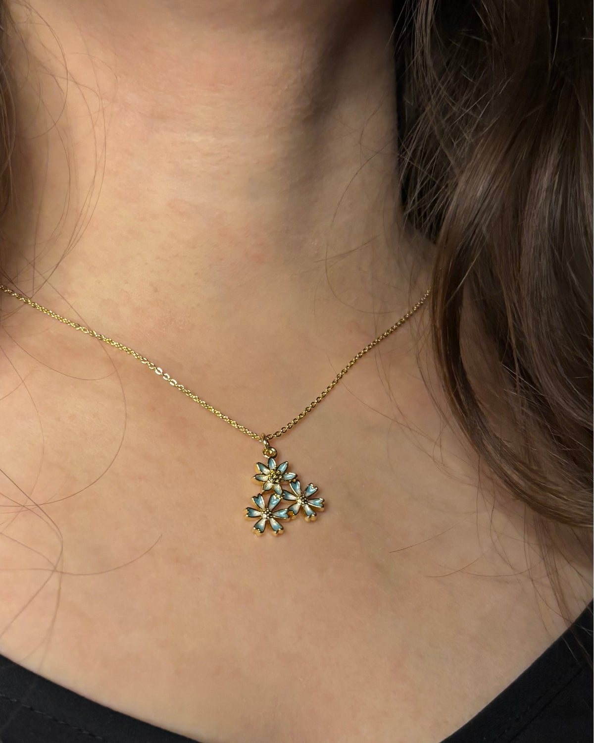 Blue Daisy Trio Necklace