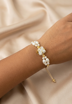Natural Gemstone Rakhi – White & Pink