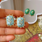 Blue Floral Enamel Earrings