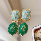 Blue Floral Enamel Earrings