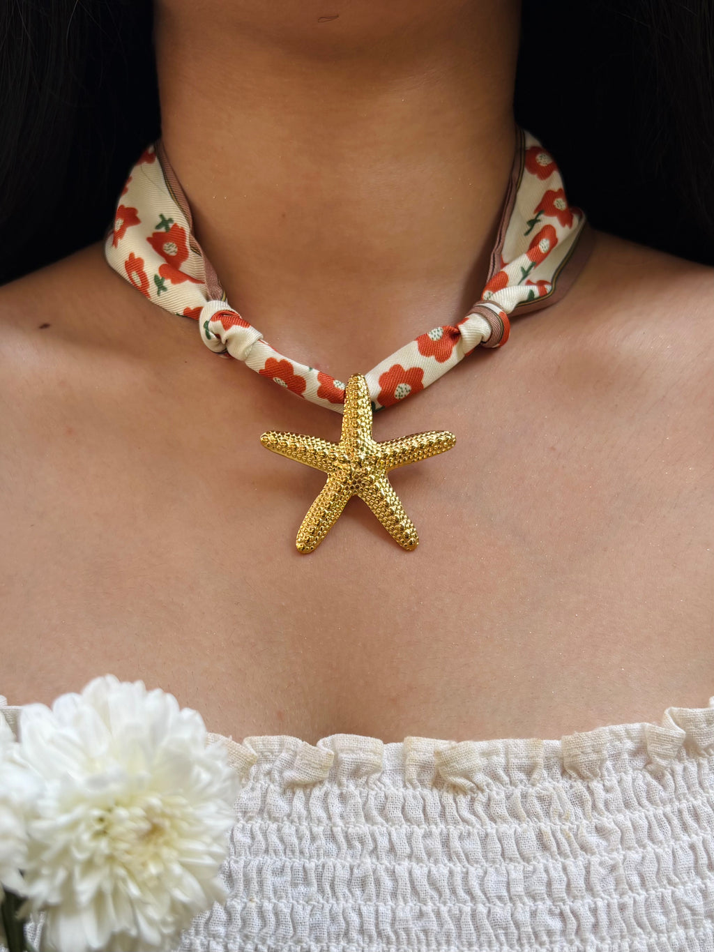 Floral Scarf Starfish Pendant
