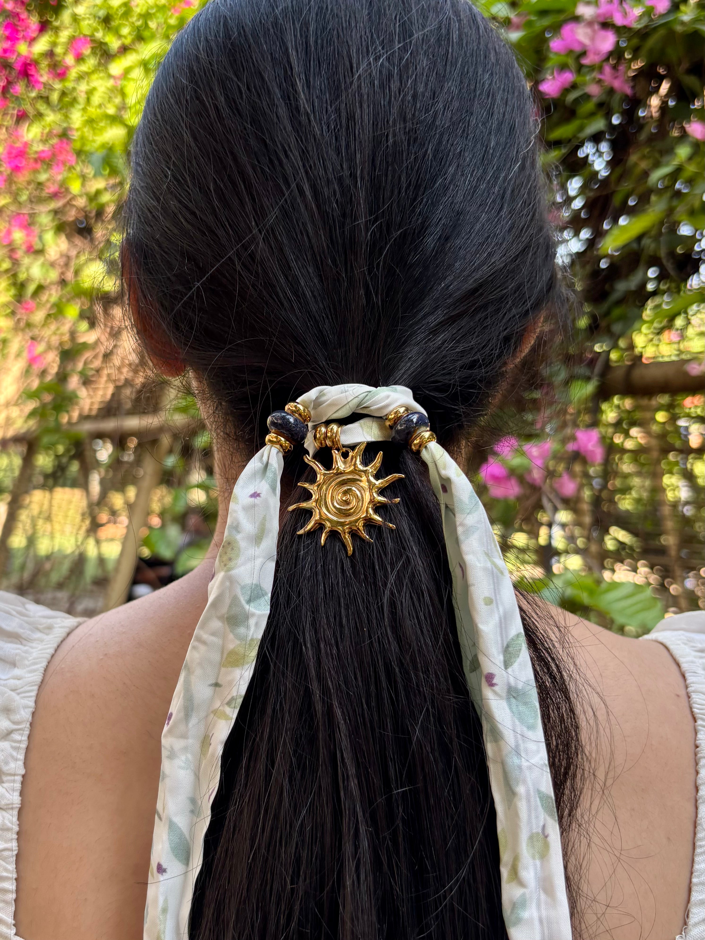 Vintage Bandana Sun Pendant Necklace