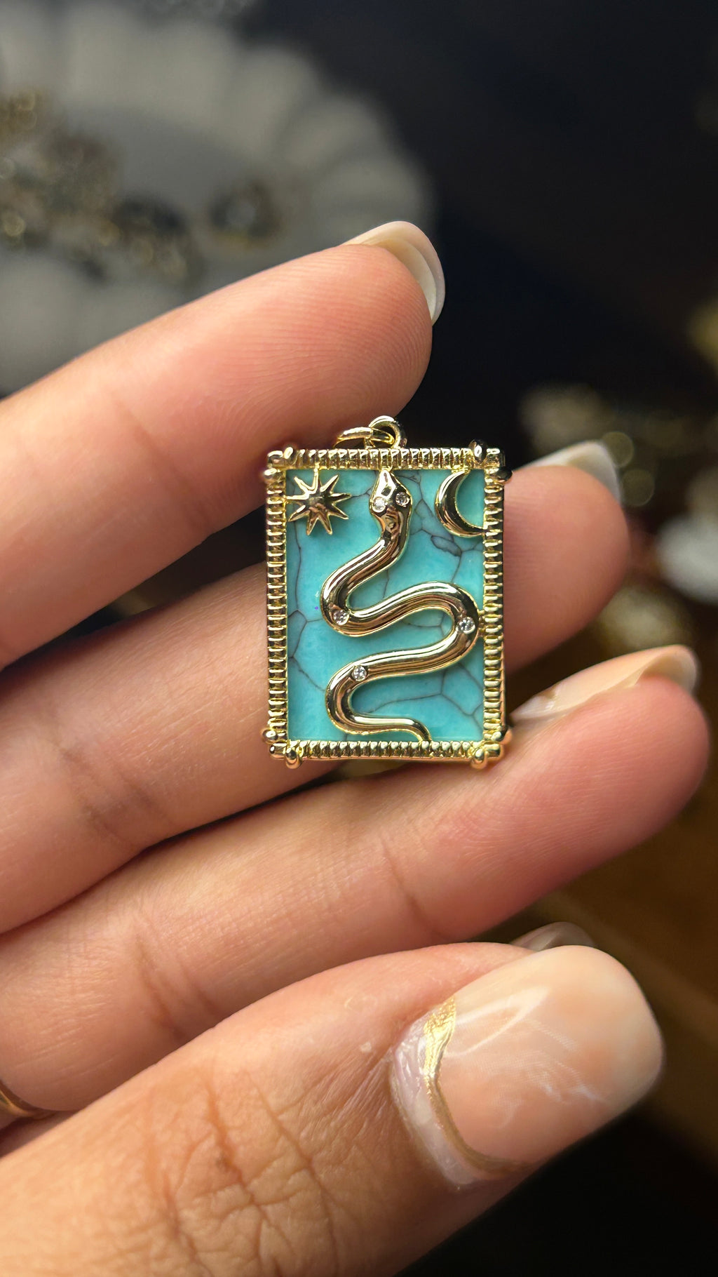 Teal Serpent Pendant