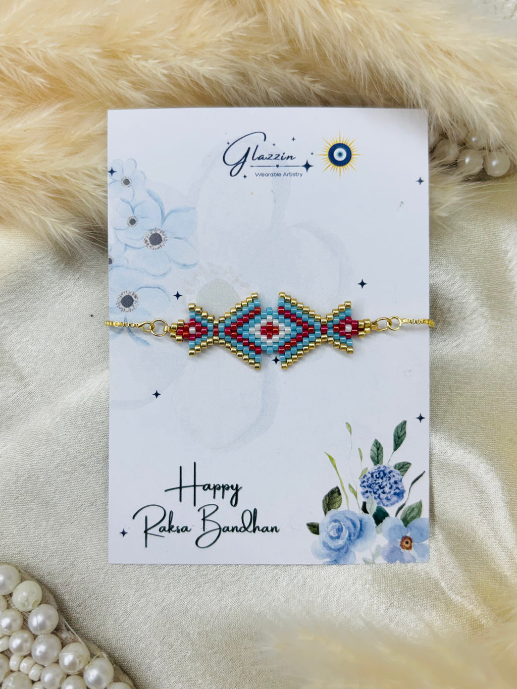 Aztec Handmade Rakhi Bracelet - Blue