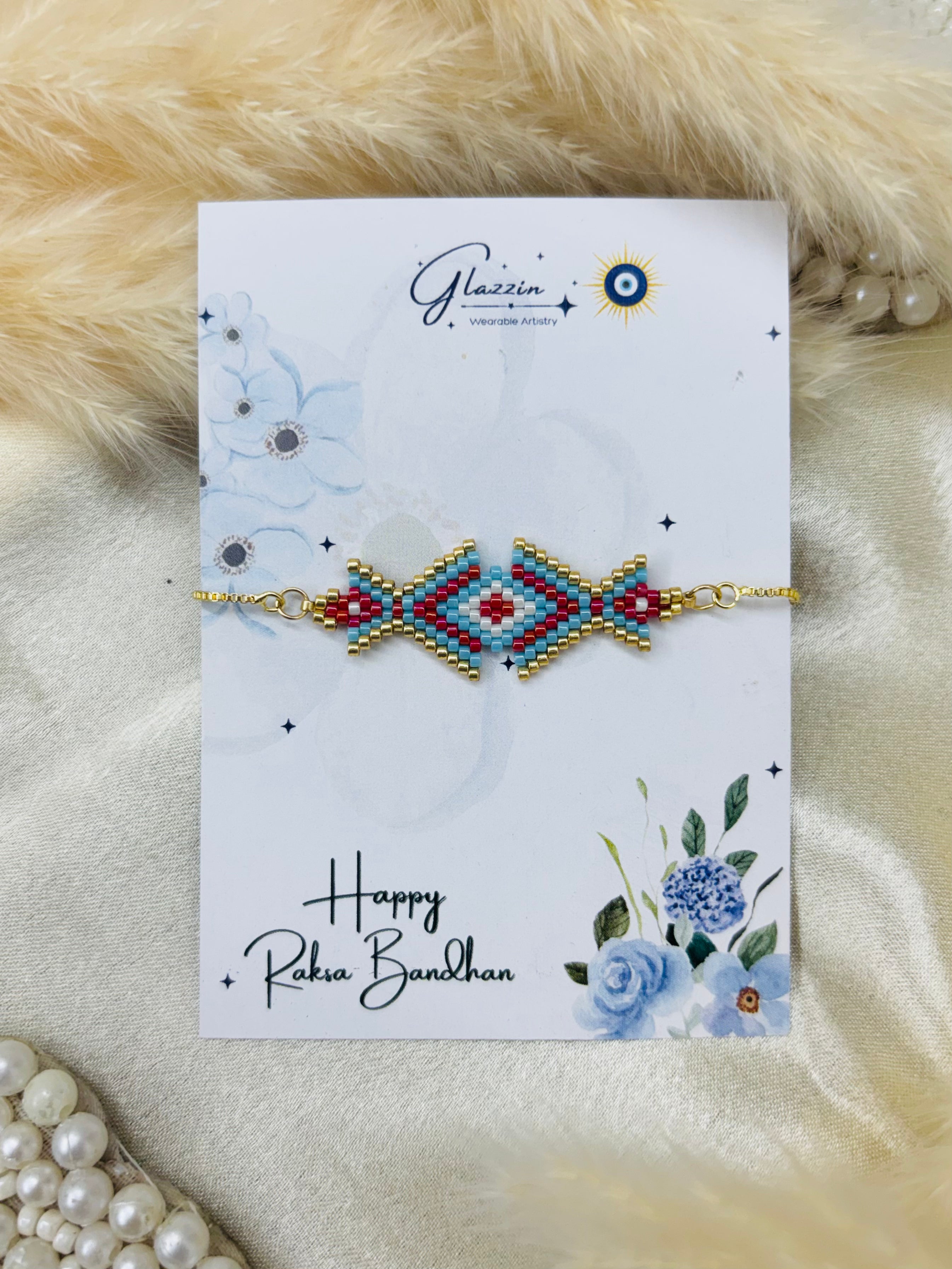 Aztec Handmade Rakhi Bracelet - Blue