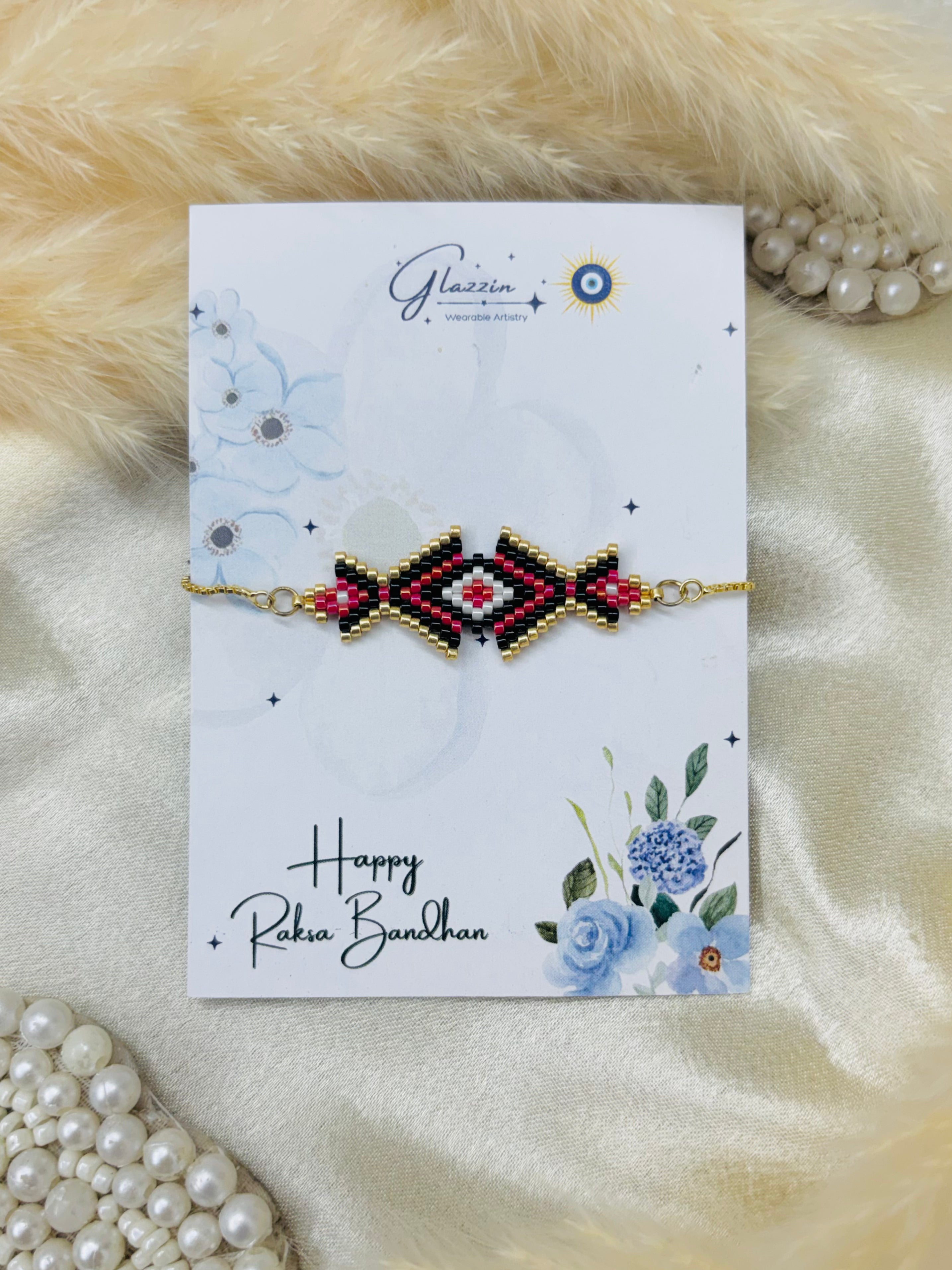 Aztec Handmade Rakhi Bracelet – Red