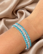 Lake Blue Rhinestone Bracelet Stack