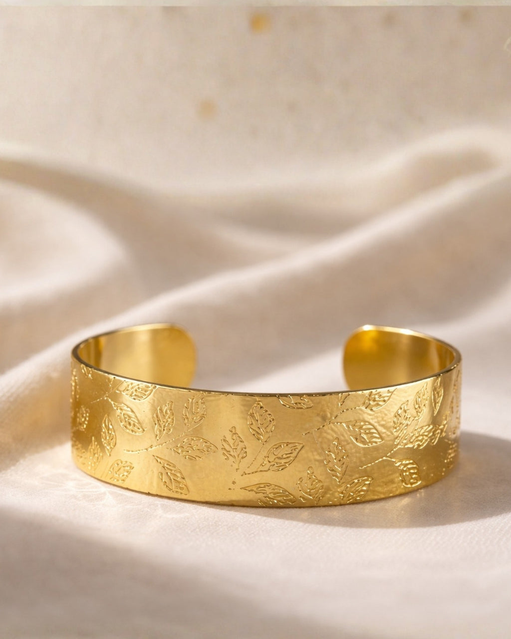 Leaf Print Brass Cuff