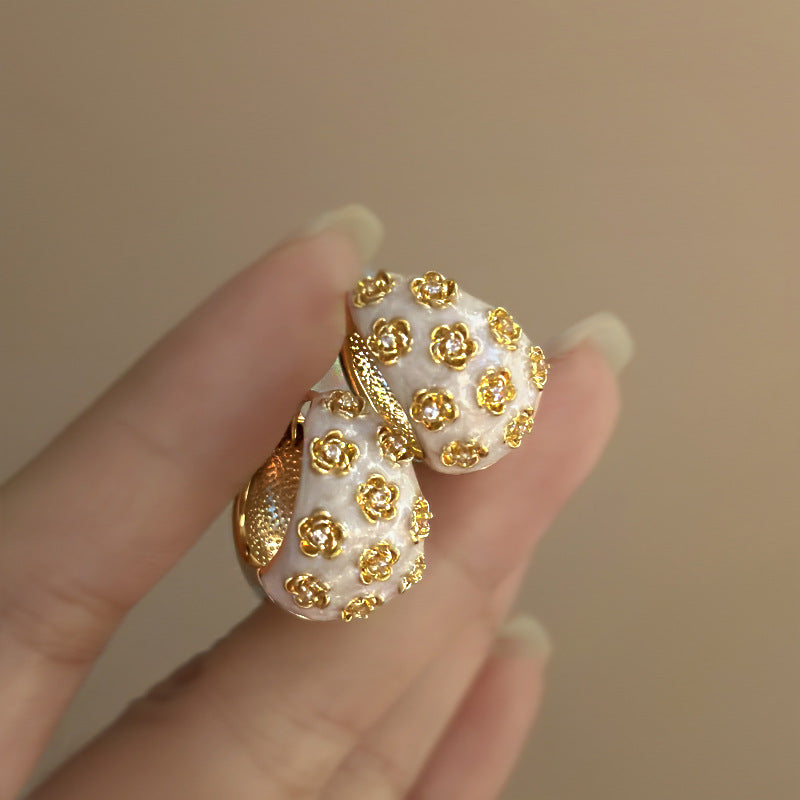 White Elegant Alloy Earring