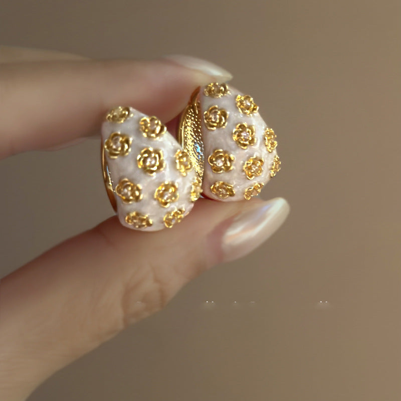 White Elegant Alloy Earring