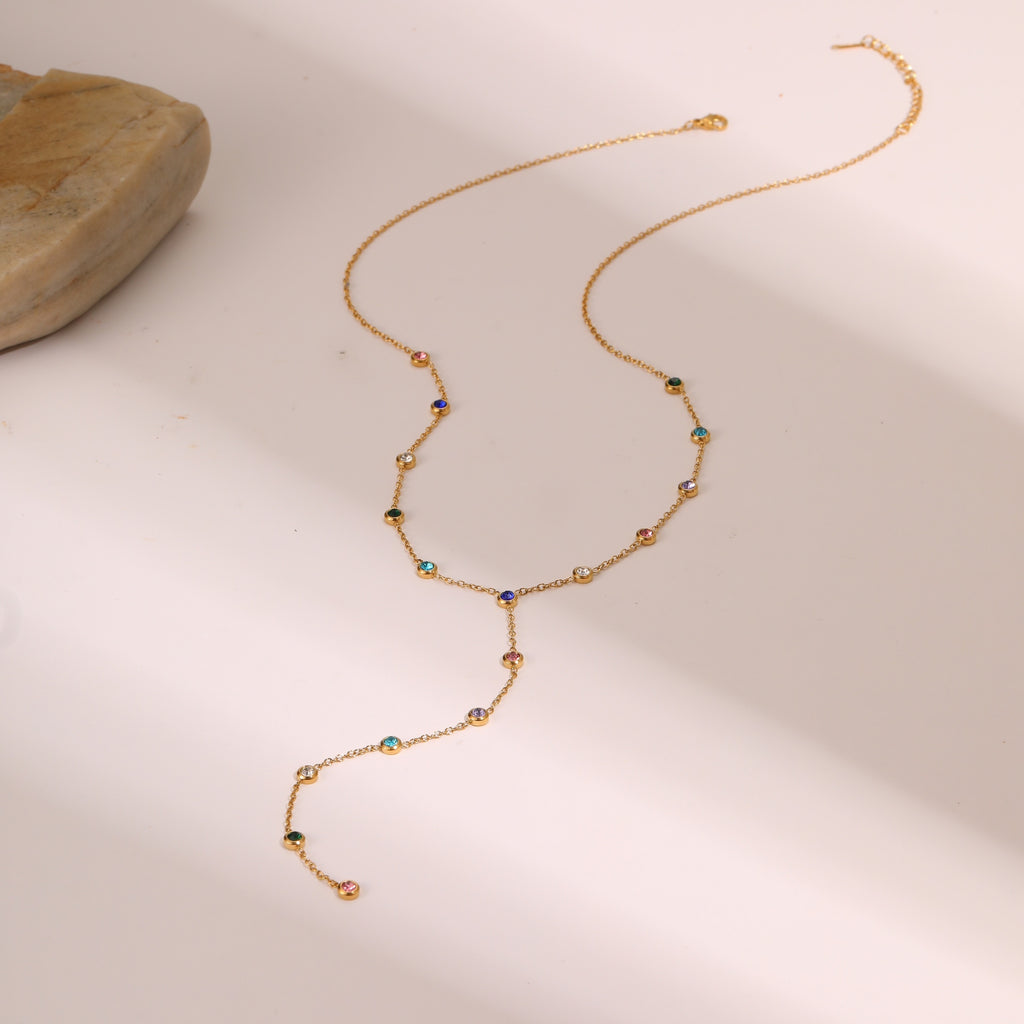 Starlight Falls Zirconia Tassel Necklace