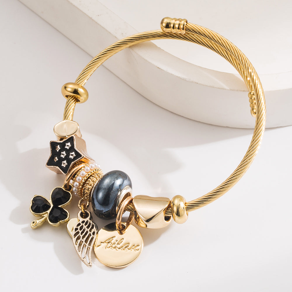 Black Star Wings Charms Bracelet
