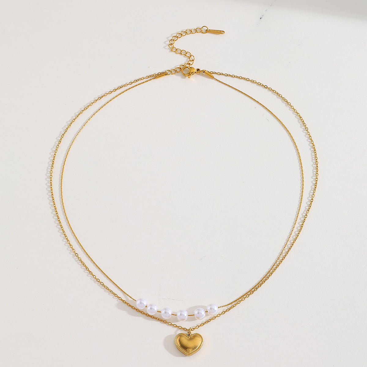 Layered Pearl n Heart Necklace